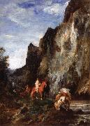 Eugene Fromentin Arab Horsemen in a Gorge oil on canvas